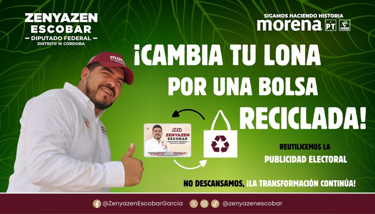 Zenyazen Escobar impulsa campaña de reciclaje de lonas